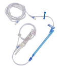 Infusion set, check valve, 3 needle-free valves 83”, 63” & 6” from 2-piece male luer lock 20/cs
