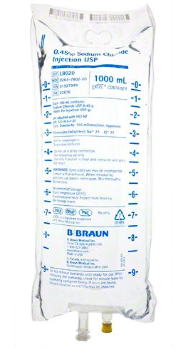 0.45% Sodium Chloride Injection USP, 1000 mL,12/CS