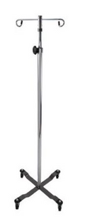 IV Pole - Chrome Four Leg with Wheels